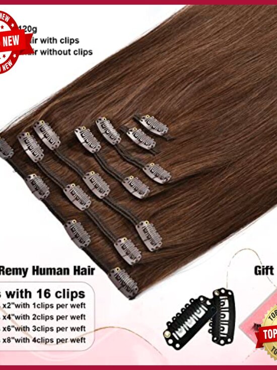 Silky Straight Human Hair Clip-In Extensions 18 Inch 120g 7 Pieces main image 6